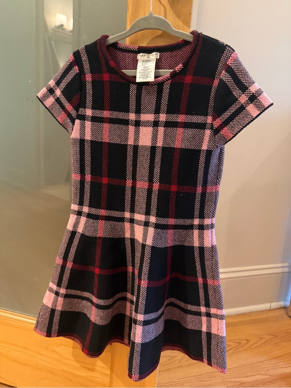 Max Studio Pink and Black Plaid Fit & Flare Dress